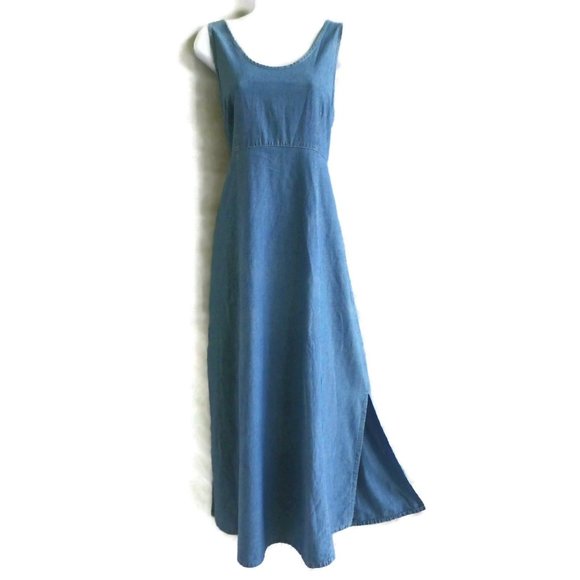 Laura Ashley Dresses & Skirts - SOLD Laura Ashley Maxi Dress Zip Back Slits Tank Blu 12